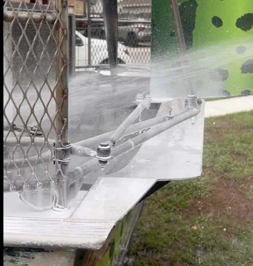 Same airboat aluminum restored bright with VertKleen AlumiBrite and Torque