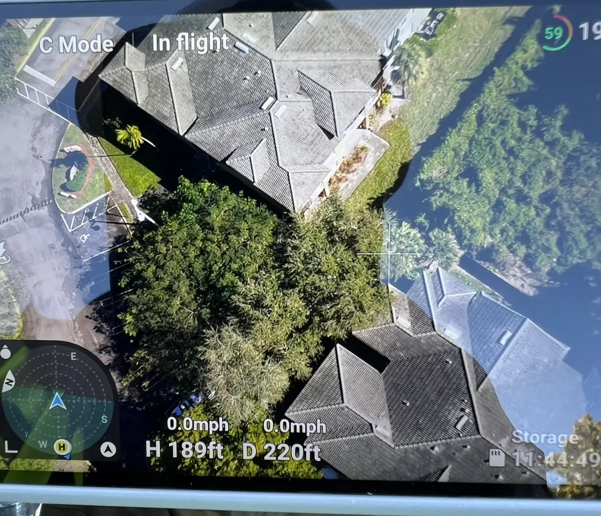 Building exterior after VertKleen drone wash, scale and algae cleared
