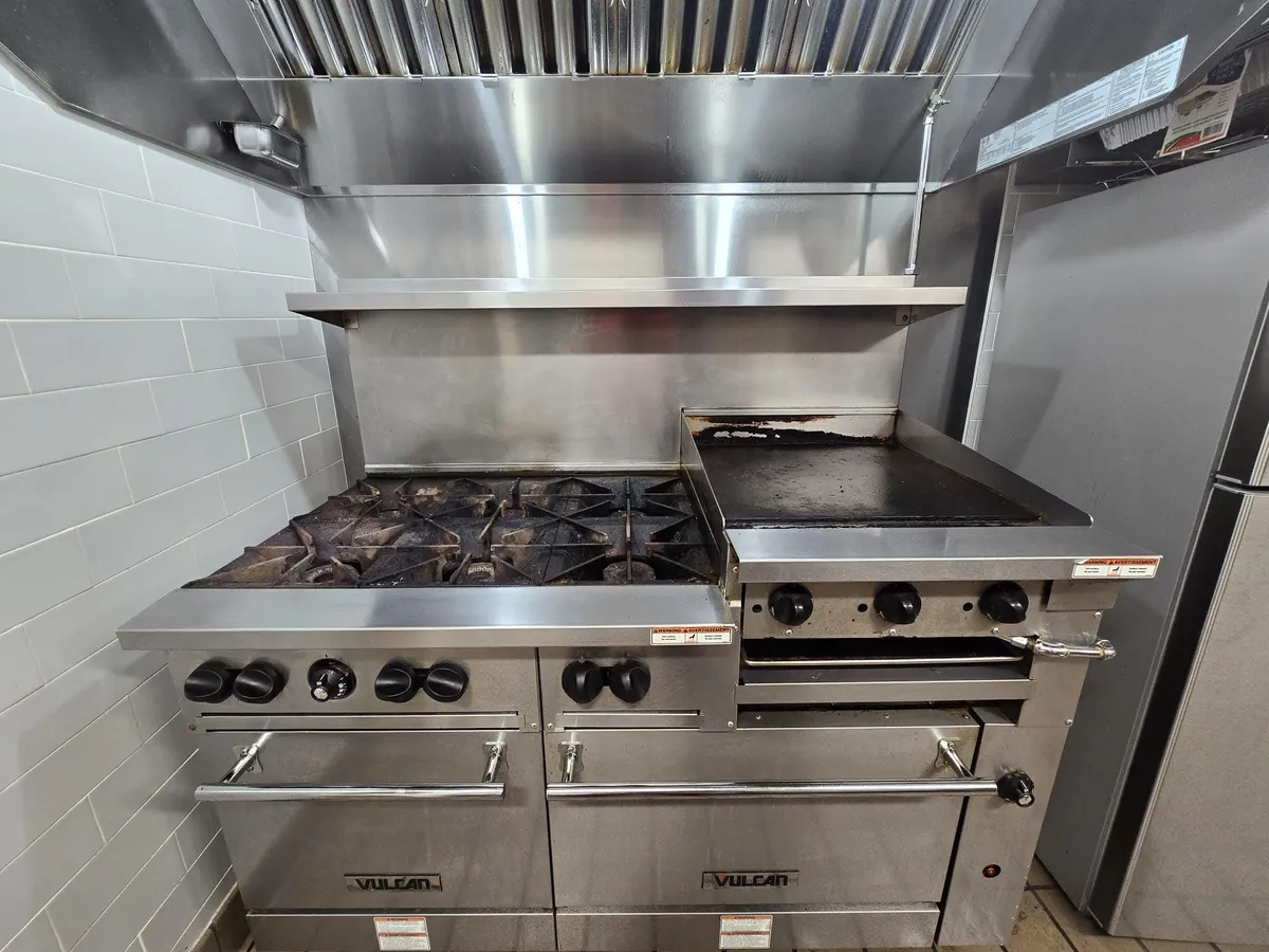 Commercial kitchen cooking line cleaned with VertKleen CRHD